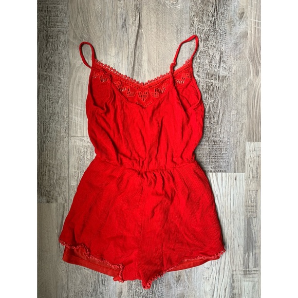 Lush : red rayon romper - Picture 7 of 13